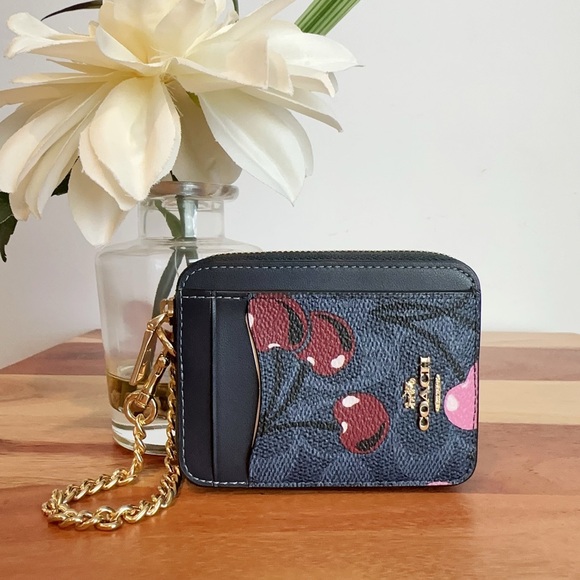 Coach Accessories - NWT‎ Coach Zip Card Case In Signature Canvas With Cherry Print